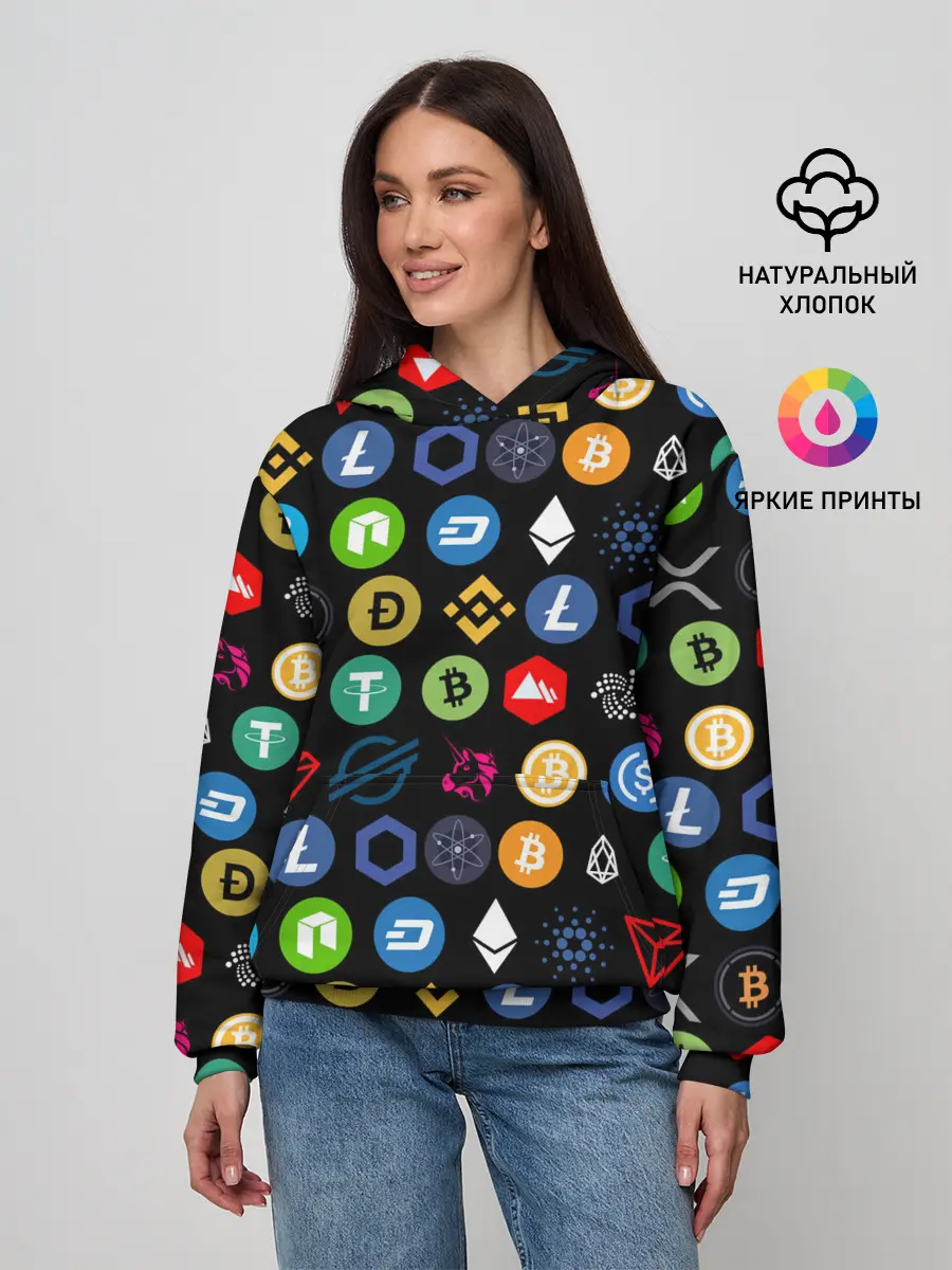 Женское худи / ЛОГОТИПЫ КРИПТОВАЛЮТ | CRYPTOCURRENCIES