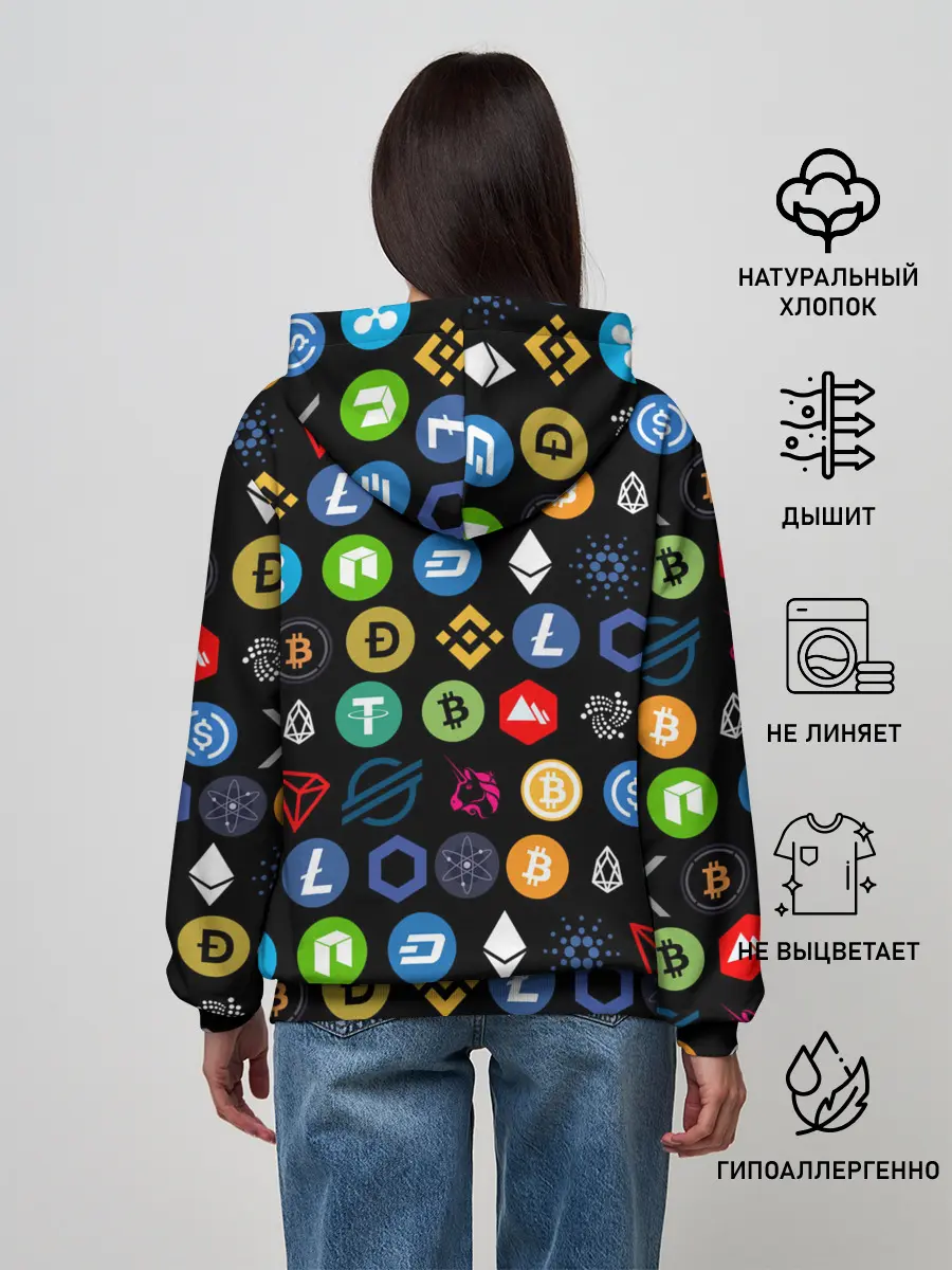 Женское худи / ЛОГОТИПЫ КРИПТОВАЛЮТ | CRYPTOCURRENCIES