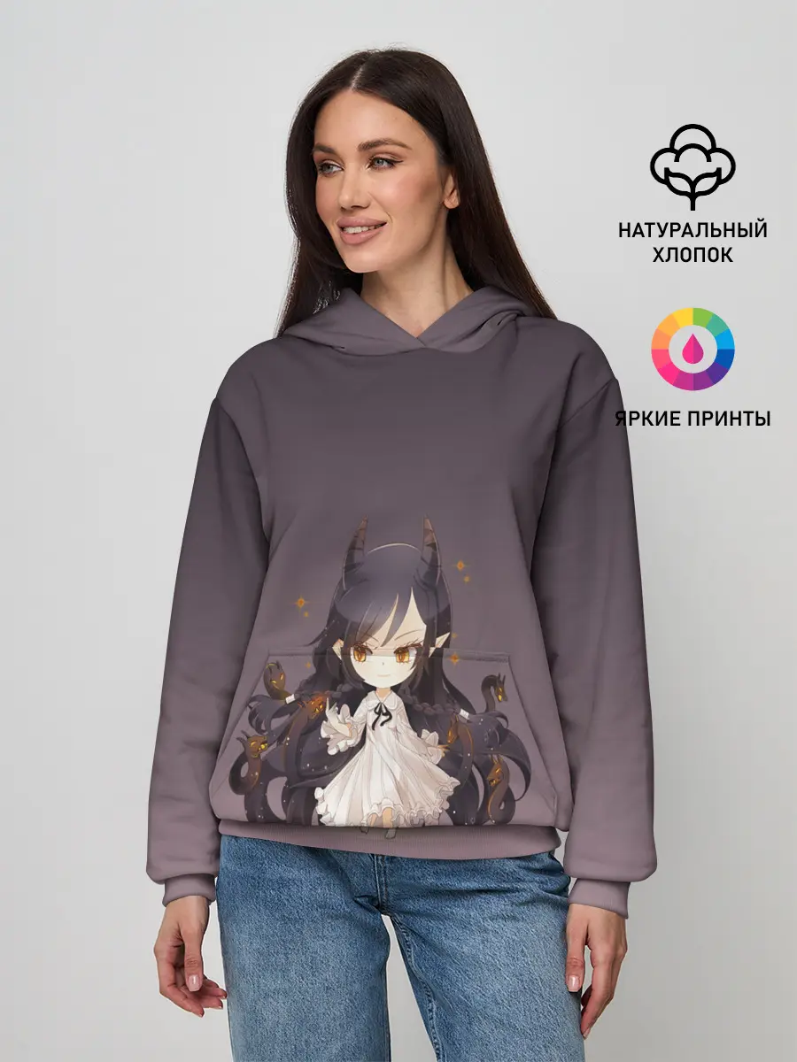 Женское худи / демоница волосы змеи милашка
