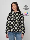 Женское худи / Ромашки на чёрном