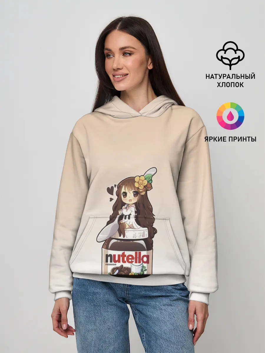 Женское худи / анимешная девочка с нутэллой