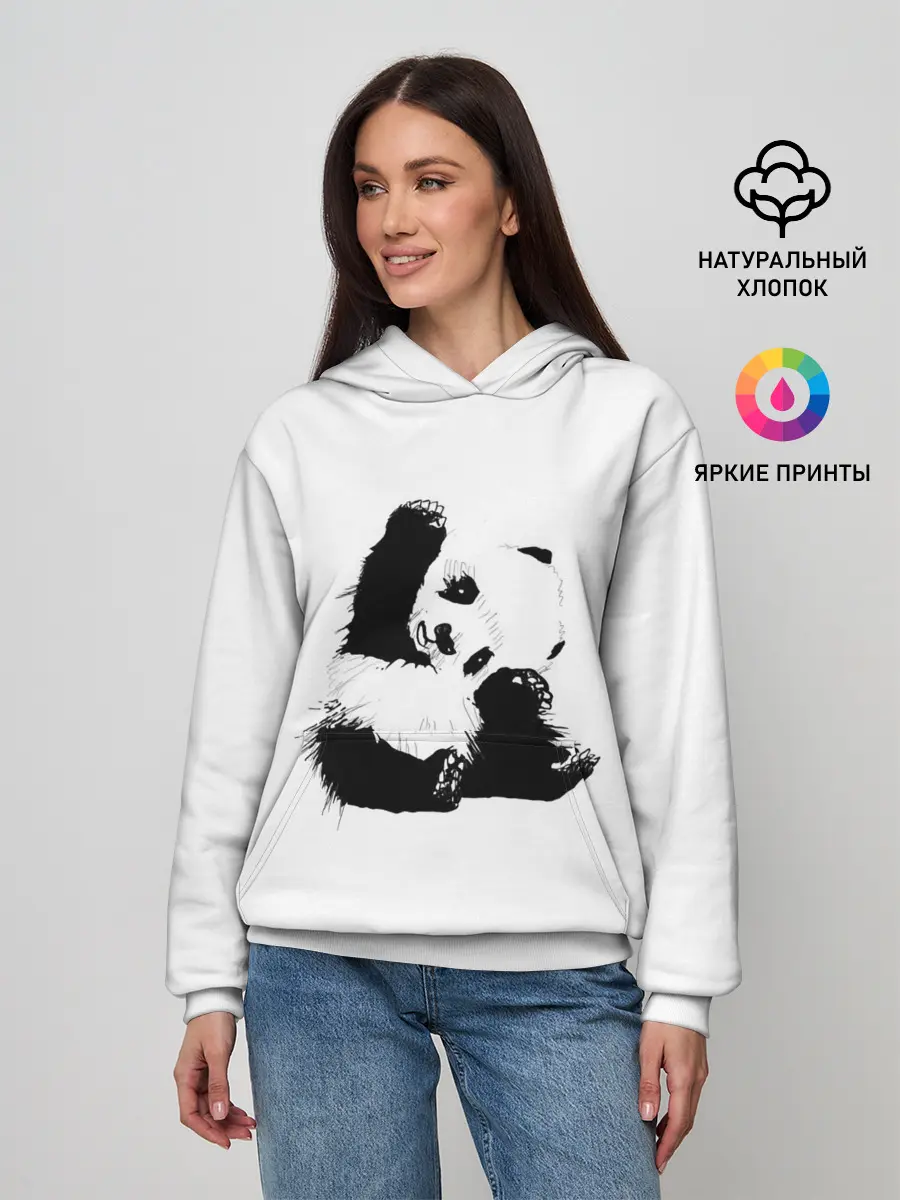 Женское худи / Панда минимализм