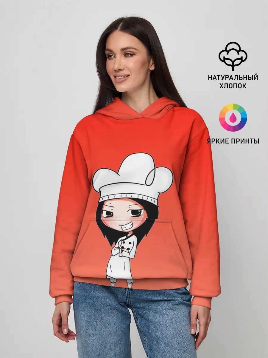 Женское худи / Повар девушка манга