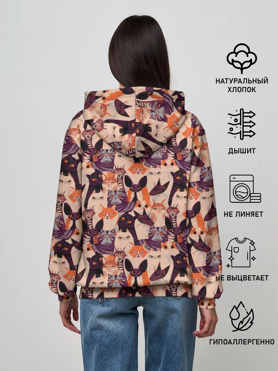 Женское худи / Мемные Коты Паттерн
