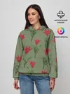 Женское худи / Красные тюльпаны на зеленом