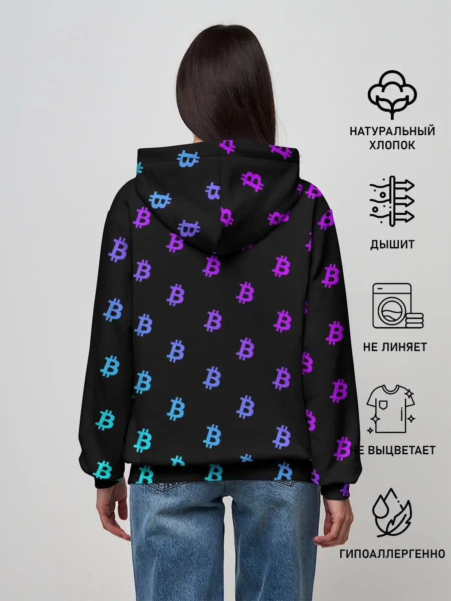 Женское худи / БИТКОИН НЕОН |BITCOIN NEON