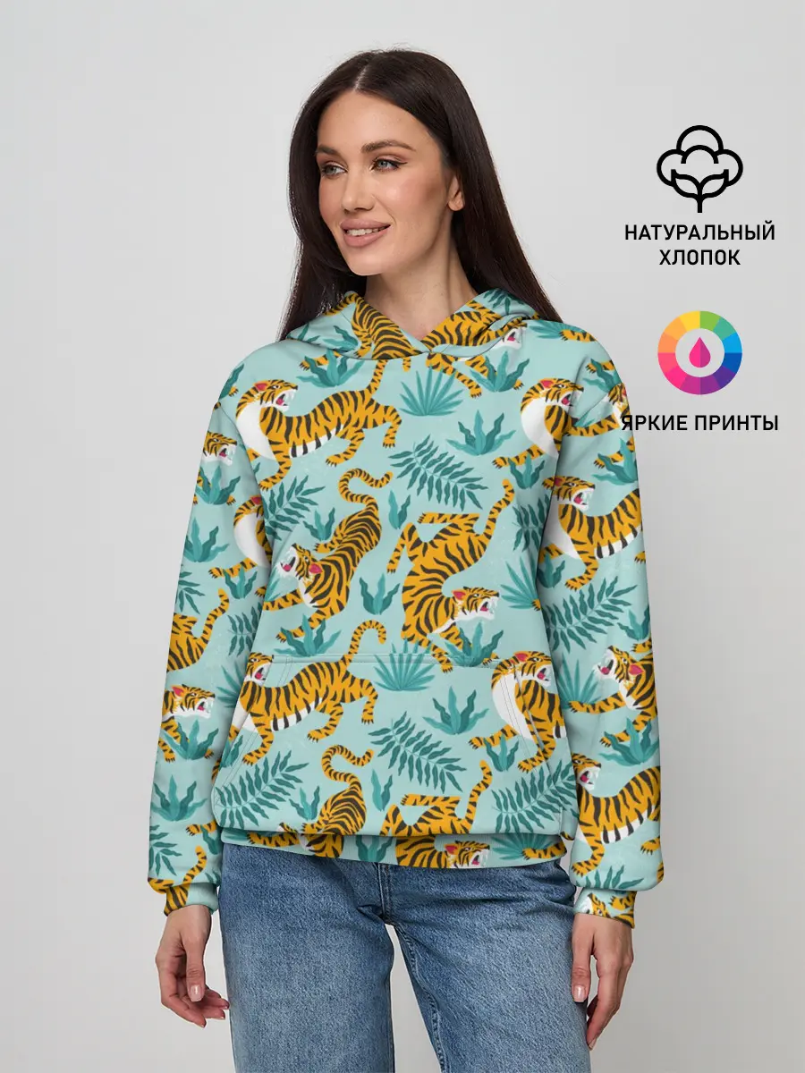 Женское худи / Рычащие Тигры Паттерн