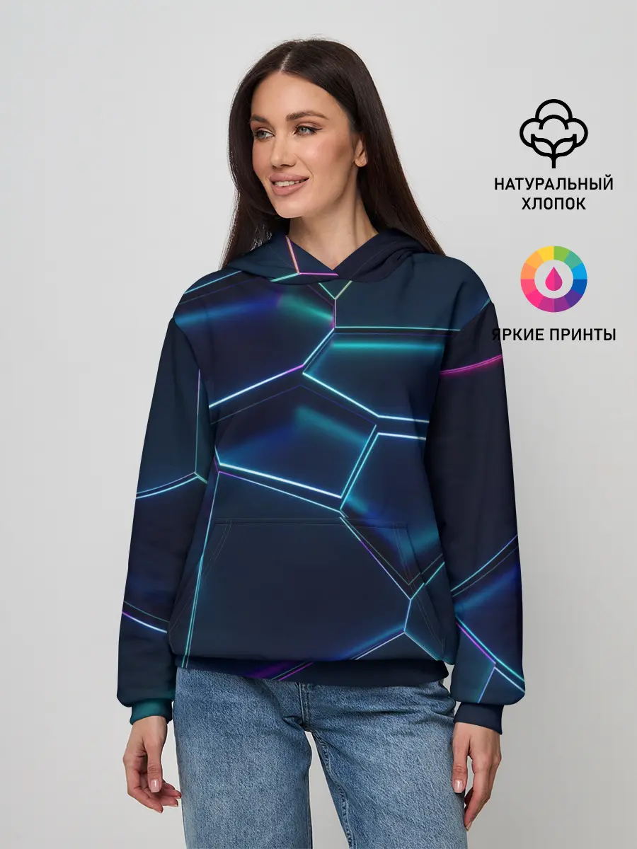 Женское худи / 3D ПЛИТЫ | НЕОНОВЫЕ ПЛИТЫ