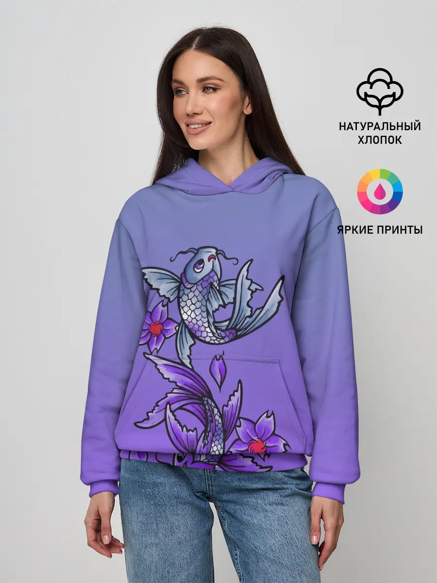 Женское худи / Рыбы и цветы