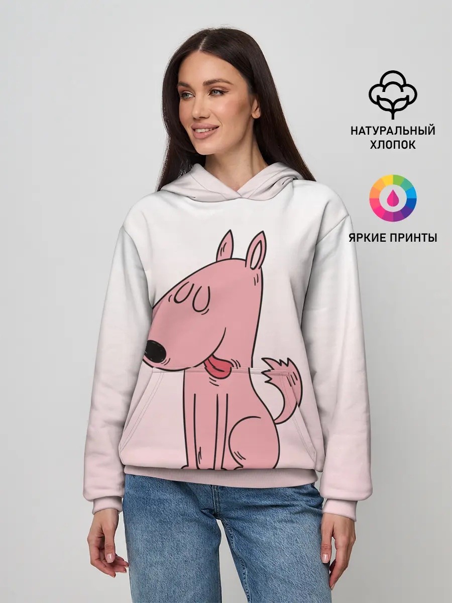 Женское худи / мультяшный мопс