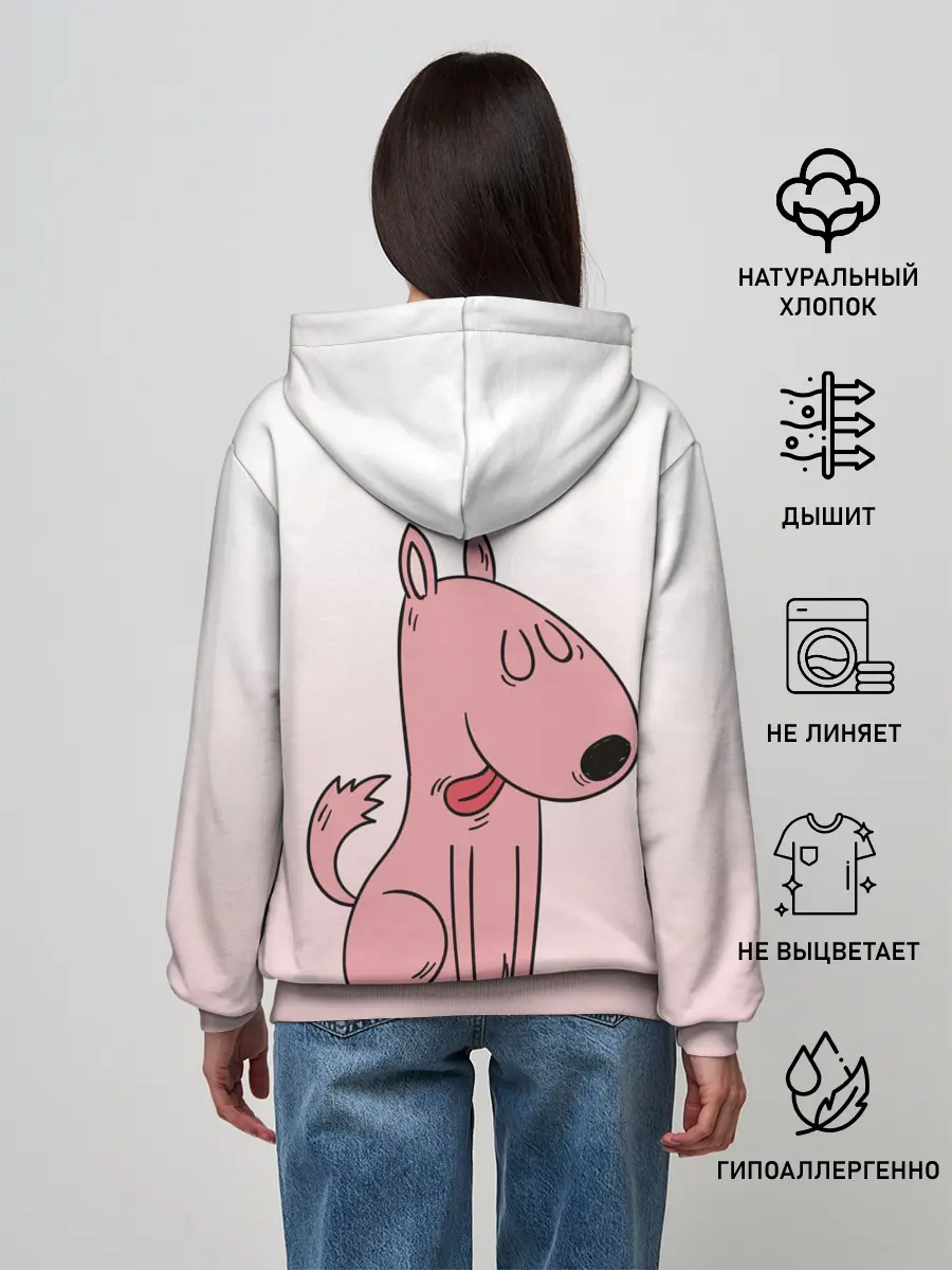Женское худи / мультяшный мопс