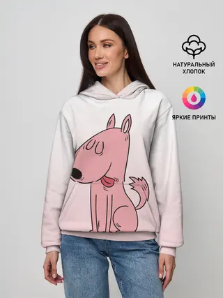 Женское худи / мультяшный мопс