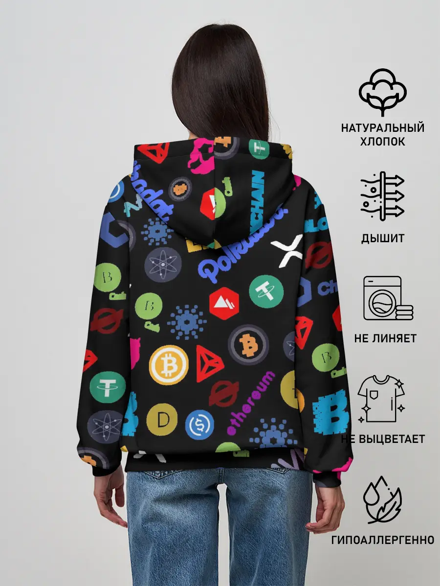 Женское худи / BITCOIN PATTERN | БИТКОИН