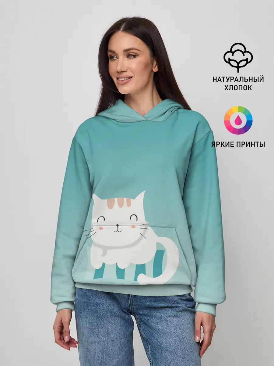 Женское худи / котик на подстилке