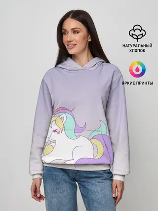 Женское худи / единорожек на фиолетовом