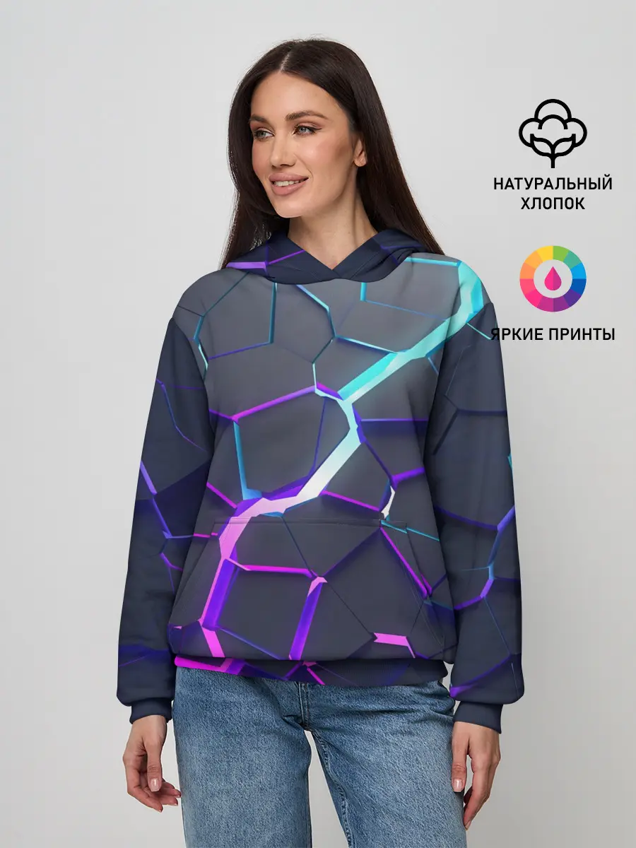 Женское худи / НЕОНОВЫЙ РАЗЛОМ | 3Д РАЗЛОМ