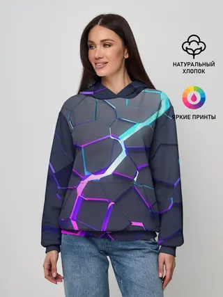 Женское худи / НЕОНОВЫЙ РАЗЛОМ | 3Д РАЗЛОМ