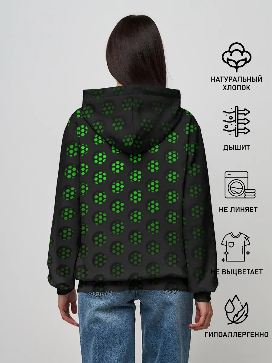 Женское худи / Зелёные соты 3D