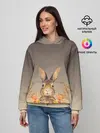 Женское худи / заяц в цветочках