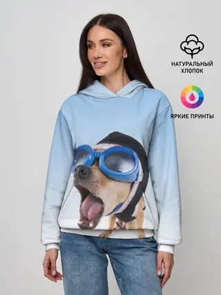 Женское худи / собака в очках