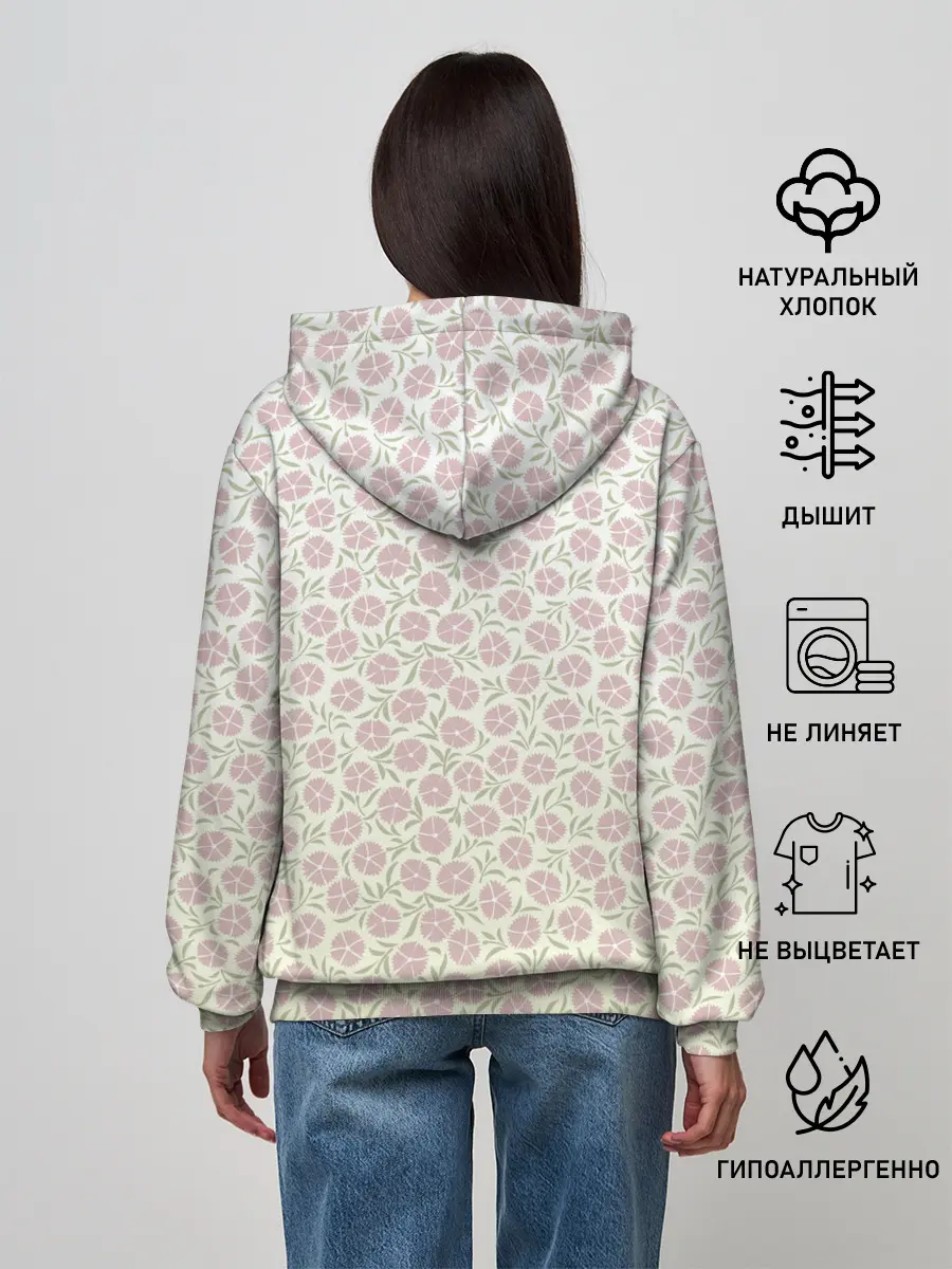 Женское худи / узор мелкие цветочки