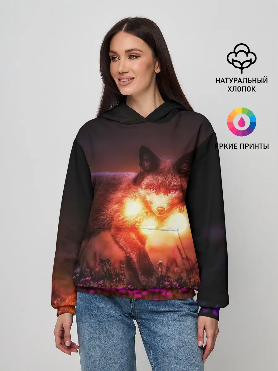 Женское худи / Лисица с фонариками
