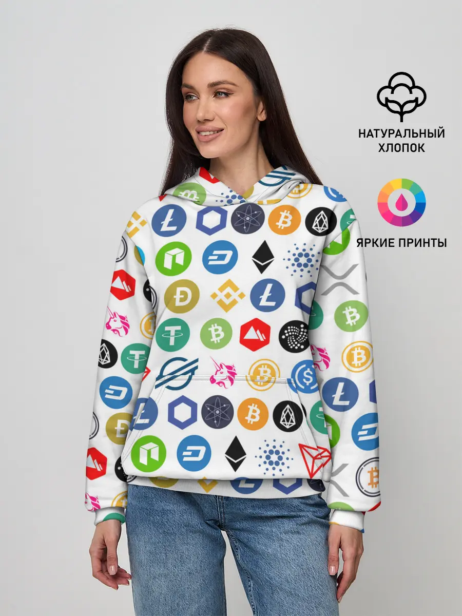 Женское худи / BITCOIN PATTERN | БИТКОИН