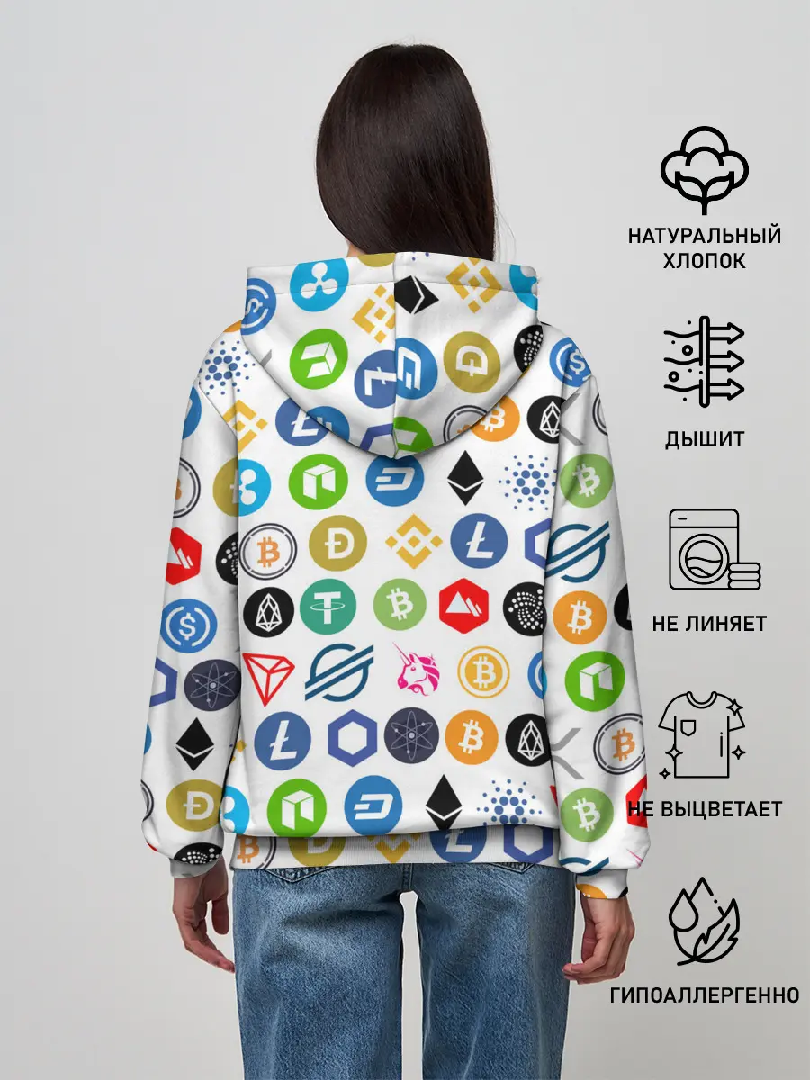 Женское худи / BITCOIN PATTERN | БИТКОИН