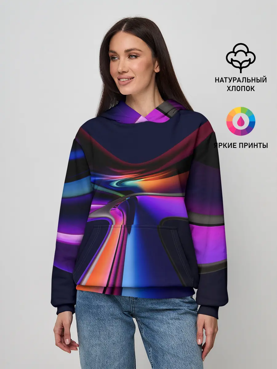 Женское худи / Красочные светящиеся линии