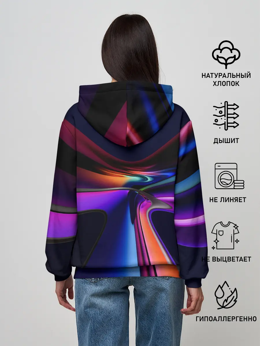Женское худи / Красочные светящиеся линии