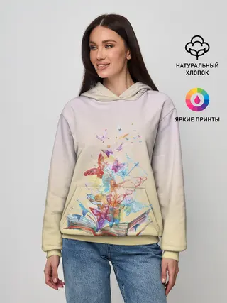 Женское худи / бабочки из книги