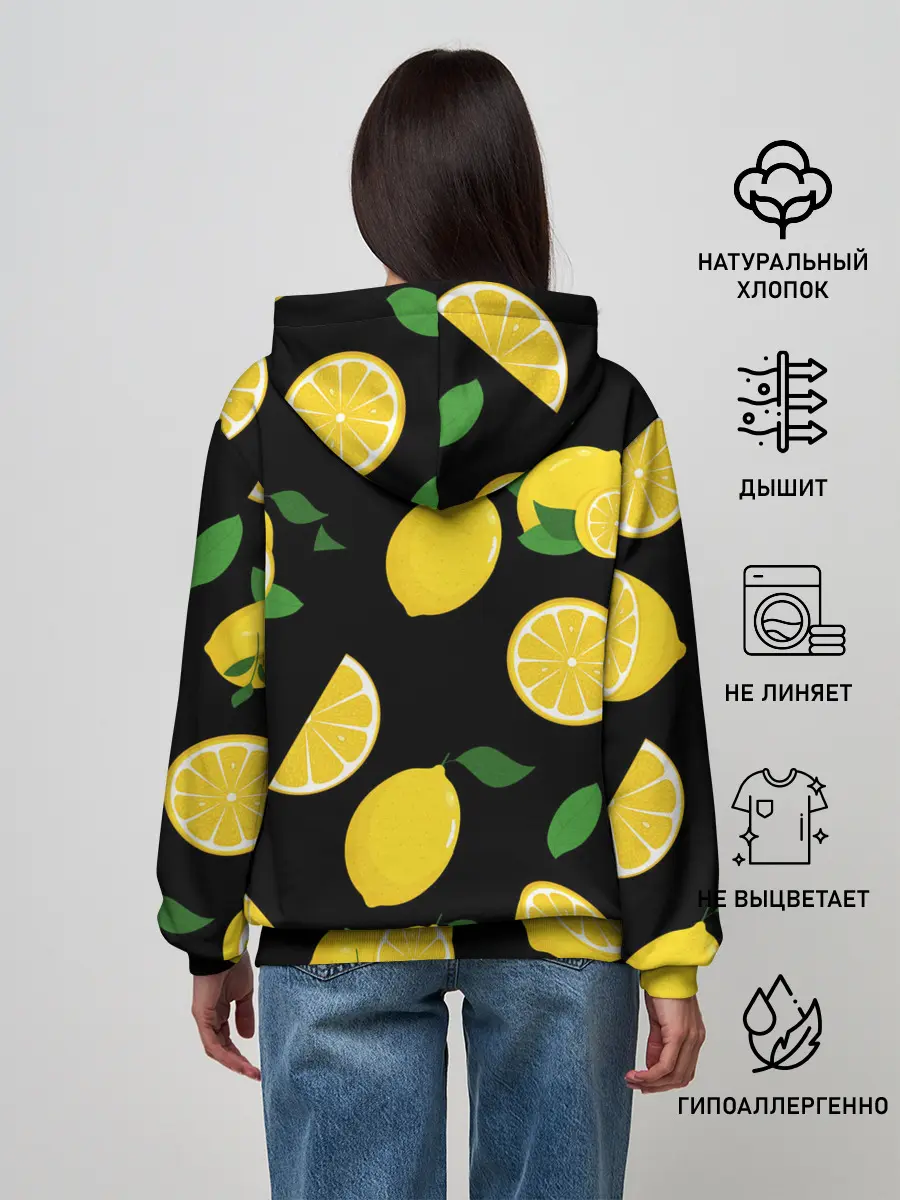 Женское худи / Лимоны на чёрном