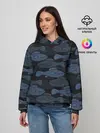 Женское худи / Синие рыбы на темном фоне