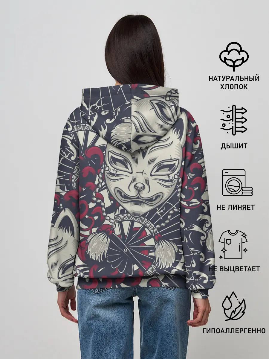 Женское худи / Маска Кицунэ | Маска лисы