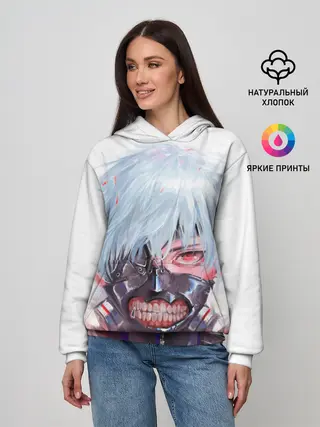 Женское худи / Канеки Кен акварель