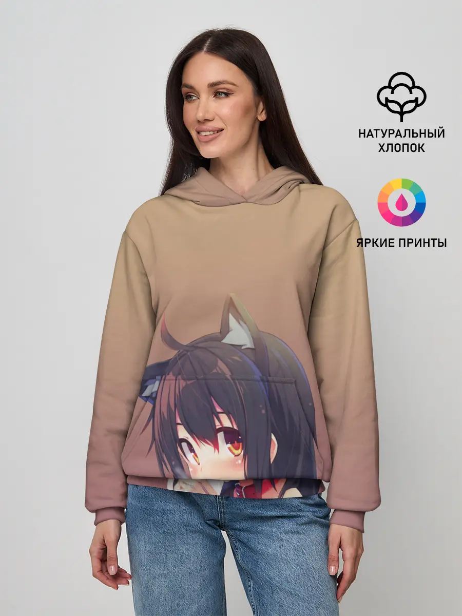 Женское худи / девочка ушки кофе