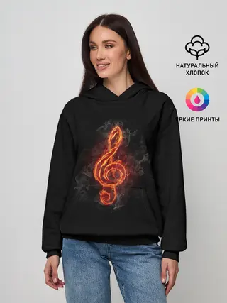 Женское худи / Огненный скрипичный ключ