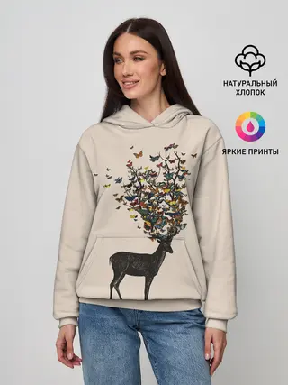 Женское худи / Олени с рогами из бабочек