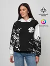 Женское худи / Белый логотип Черный клевер на черном