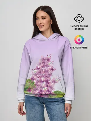 Женское худи / акварельная сирень