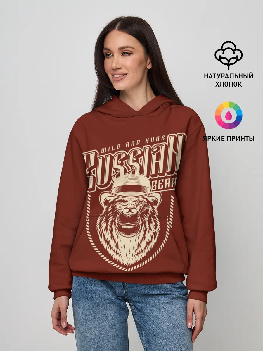 Женское худи / Русский медведь в шляпе