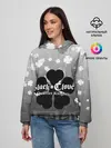 Женское худи / Черный логотип Клевера на сером градиенте