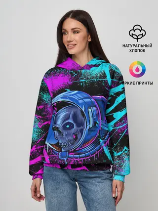 Женское худи / Неоновый череп