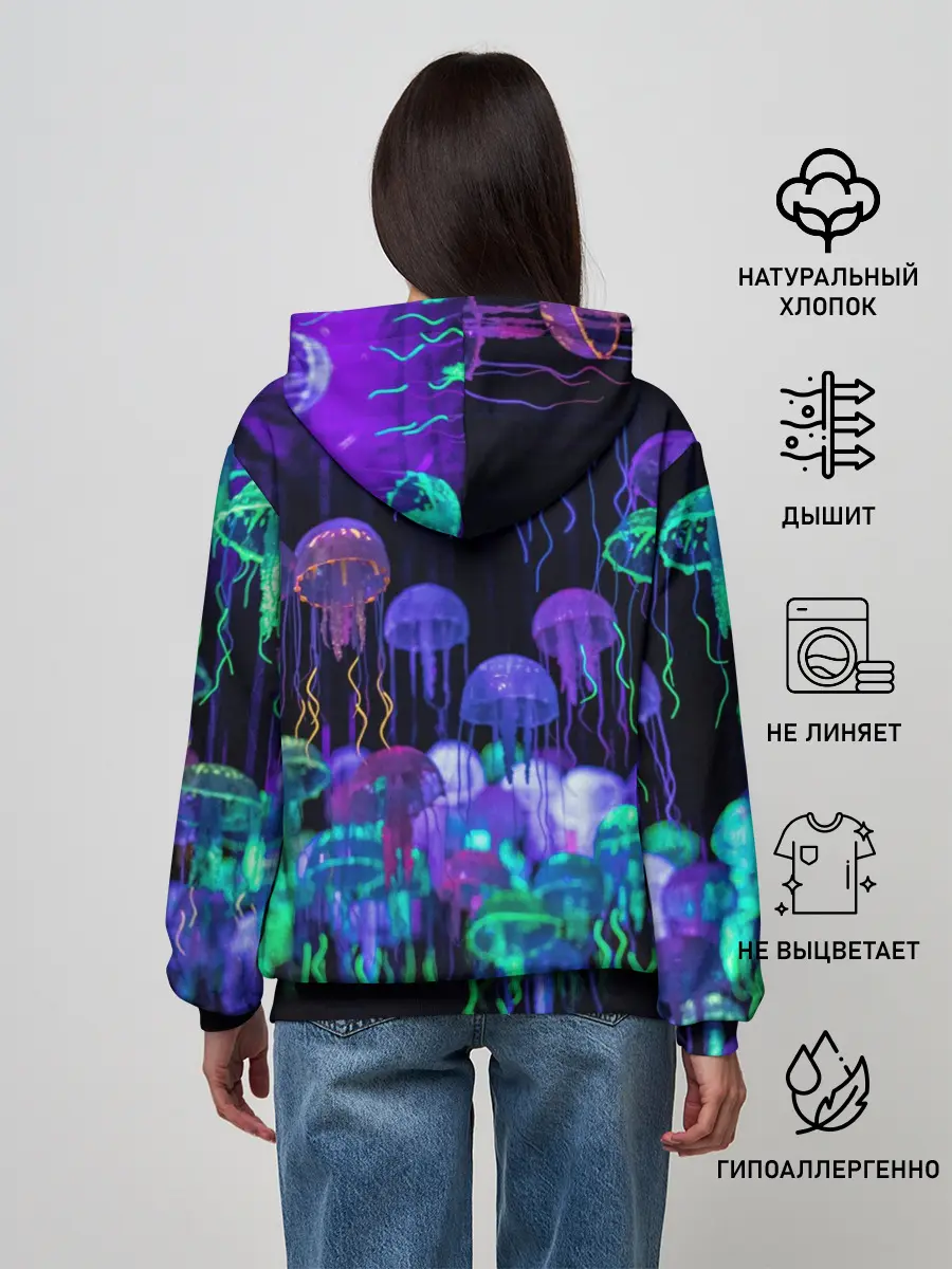 Женское худи / Неоновые медузы