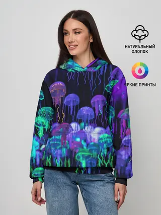 Женское худи / Неоновые медузы