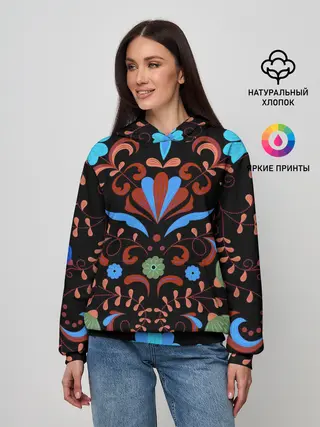 Женское худи / РОСПИСЬ ЦВЕТАМИ