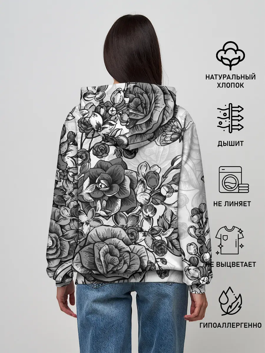 Женское худи / РОЗЫ | ROSES | БАБОЧКИ