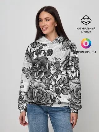 Женское худи / РОЗЫ | ROSES | БАБОЧКИ