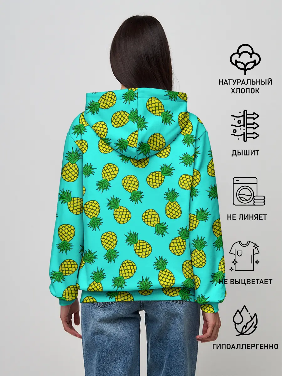 Женское худи / Ананасы аква