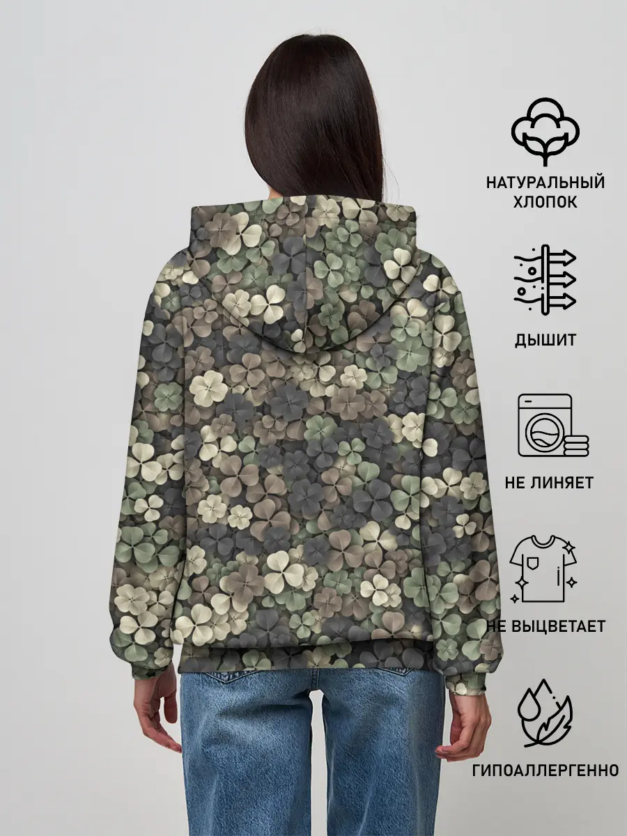 Женское худи / Камуфляж с клевером